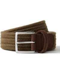 Anderson's 3.5cm Suede-trimmed Woven Elastic Belt - Brown