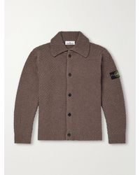 Stone Island - Basket-Stitch Wool-Blend Cardigan - Lyst