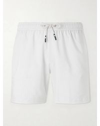 Hartford - Straight-Leg Mid-Length Striped Seersucker Swim Shorts - Lyst