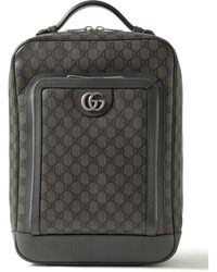 Gucci - Ophidia Leather-trimmed Monogrammed Coated-canvas Backpack - Lyst