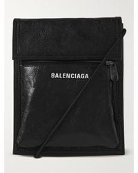 Balenciaga - Explorer Logo-print Crinkled-leather Messenger Bag - Lyst