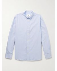 NN07 - Colby 5910 Button-Down Collar Logo-Embroidered Striped Organic Cotton Shirt - Lyst