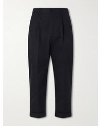 Ami Paris - Carrot Cropped Tapered Pleated Cotton-Gabardine Trousers - Lyst