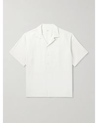 A.PRESSE - Convertible-Collar Silk And Linen-Blend Shirt - Lyst