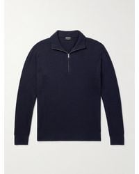 ZEGNA - Ribbed Cashseta Zip-Up Sweater - Lyst