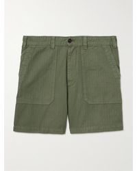 Drake's - Herringbone Cotton And Linen-Blend Twill Shorts - Lyst