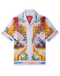 CASABLANCA - La Tornade De Rose Convertible-Collar Printed Silk-Twill Shirt - Lyst