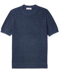 Brunello Cucinelli - Ribbed Linen And Cotton-blend T-shirt - Lyst