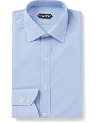 Tom Ford - Slim-Fit Cutaway-Collar Checked Cotton-Poplin Shirt - Lyst