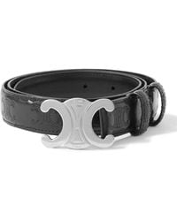 Celine - 2.5Cm Triomphe Logo-Debossed Leather Belt - Lyst