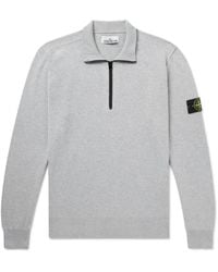 Stone Island - Logo-Appliquéd Organic Cotton Half-Zip Sweater - Lyst