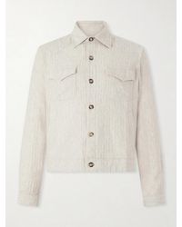 Oliver Spencer - Witley Striped Cotton And Linen-Blend Jacket - Lyst