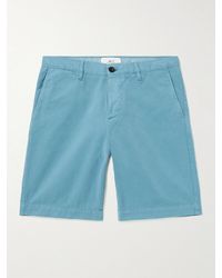 MR P. Straight-leg Garment-dyed Organic Cotton-twill Bermuda Shorts - Blue