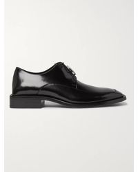 Balenciaga Logo-detailed Patent-leather Derby Shoes - Black