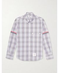 Thom Browne - Oversized Button-Down Collar Checked Cotton-Poplin Shirt - Lyst