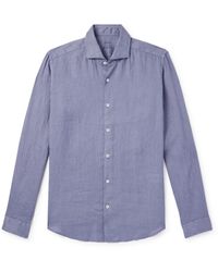 Altea - Mercer Cutaway-collar Linen Shirt - Lyst