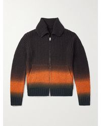 Sacai - Dégradé Garment-dyed Ribbed Wool Zip-up Cardigan - Lyst