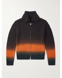 Sacai - Dégradé Garment-dyed Ribbed Wool Zip-up Cardigan - Lyst