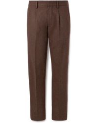 NN07 - Bill 1630 Tapered Cropped Pleated Wool-blend Twill Trousers - Lyst
