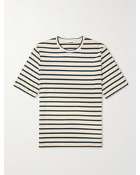 Jil Sander - T-shirt in cotone a righe con logo applicato - Lyst