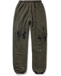 Liberal Youth Ministry Tapered Studded Distressed Cotton-blend Jersey Sweatpants - Green