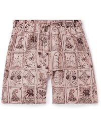 Nanushka - Doxxi Straight-leg Printed Silk-twill Shorts - Lyst