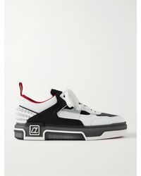 Christian Louboutin - Astroloubi Spiked Leather And Mesh Sneakers - Lyst