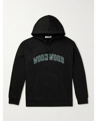 WOOD WOOD Fred Logo-print Organic Cotton-jersey Hoodie - Black