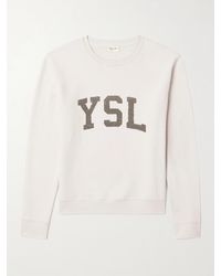Saint Laurent - Logo-print Cotton-jersey Sweatshirt - Lyst