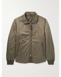 Tom Ford - Padded Leather-Trimmed Satin Bomber Jacket - Lyst