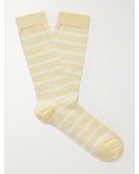 Sunspel Striped Stretch Cotton-blend Socks - Yellow