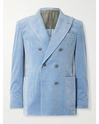 Brunello Cucinelli - Double-breasted Cotton-blend Corduroy Suit Jacket - Lyst