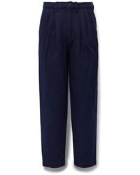 Blue Blue Japan - Tapered Pleated Indigo-dyed Sashiko Cotton Trousers - Lyst
