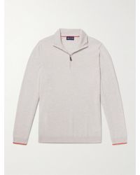 N.Peal Cashmere - Cashmere Tucci Leather-Trimmed Half-Zip Sweater - Lyst