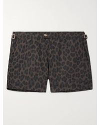 Tom Ford Slim-fit Short-length Leopard-print Swim Shorts - Brown