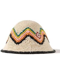 Casablancabrand - Logo-appliquéd Crocheted Faux Raffia Bucket Hat - Lyst
