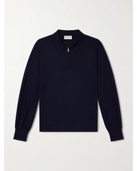 Officine Generale - Wool Half-Zip Polo Sweater - Lyst