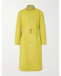 AURALEE - Belted Leather-trimmed Wool-canvas Trench Coat - Lyst