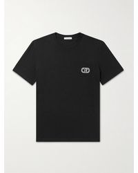 Valentino Garavani - Logo-embroidered Cotton-jersey T-shirt - Lyst