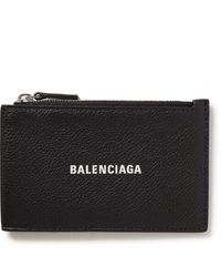 Balenciaga - Cash Logo-print Full-grain Leather Zipped Cardholder - Lyst