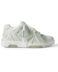 Off-White c/o Virgil Abloh - Out Of Office Distressed Leather-trimmed Suede Sneakers - Lyst