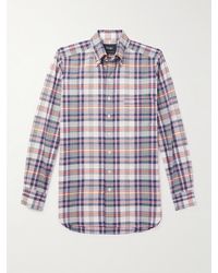 Drake's - Button-down Collar Checked Cotton-madras Shirt - Lyst