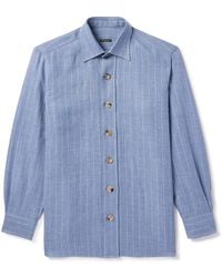 Rubinacci - Striped Linen And Wool-Blend Overshirt - Lyst