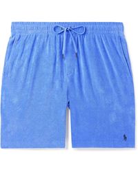 Polo Ralph Lauren - Straight-leg Logo-embroidered Cotton-blend Terry Drawstring Shorts - Lyst