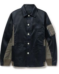 Sacai - Zip-detailed Panelled Cotton-twill And Nylon Jacket - Lyst