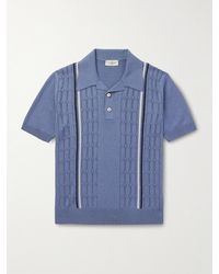 Piacenza 1733 - Slim-Fit Striped Pointelle-Knit Silk And Cotton-Blend Polo Shirt - Lyst