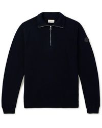 Moncler - Logo-appliquéd Cotton And Cashmere-blend Half-zip Cardigan - Lyst