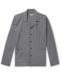 Sunspel Camp-collar Checked Cotton Pajama Shirt - Gray