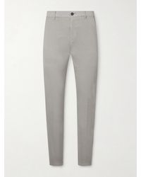 Eleventy - Straight-leg Pleated Stretch Cotton And Silk-blend Trousers - Lyst