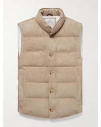 Brunello Cucinelli - Padded Quilted Suede Down Gilet - Lyst
